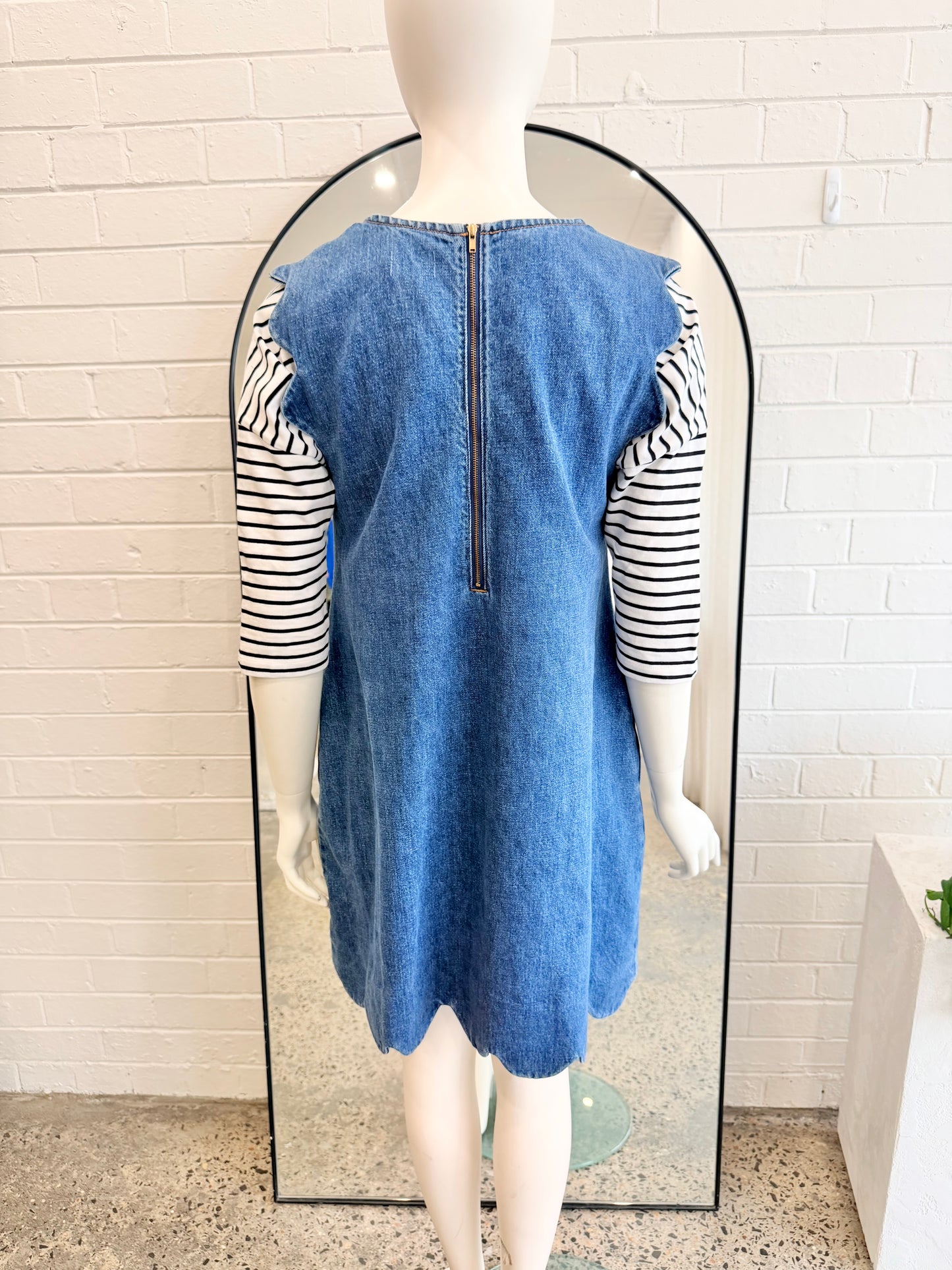 Gorman Peyton Petal Pinny Dress in Blue Denim - Size 12