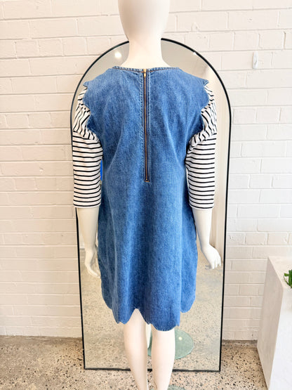 Gorman Peyton Petal Pinny Dress in Blue Denim - Size 12