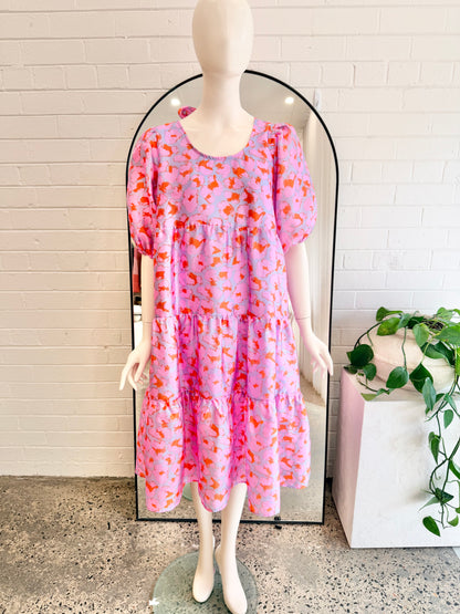 Cras Pink Lyracras Leopard Print Midi Dress - Size 38 (10/12)