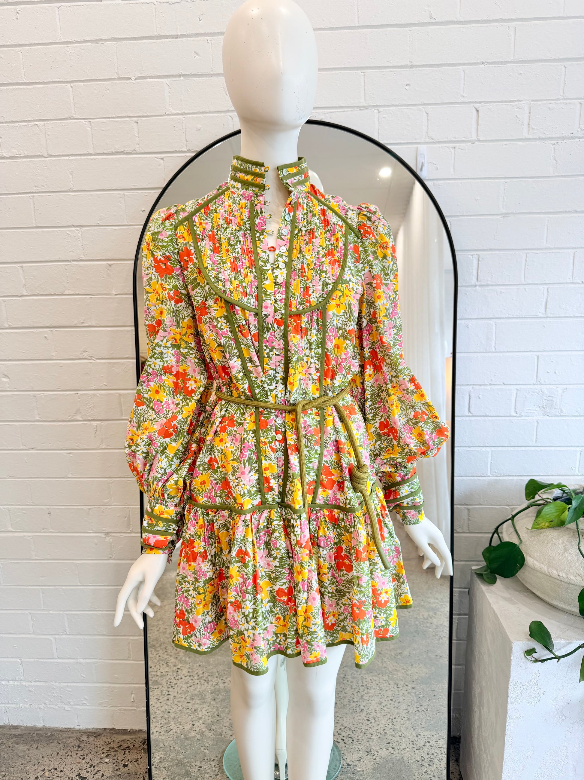 Alemais Green Cabana Mini Dress - Size 8 - Pre-Loved Geelong
