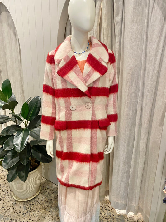 Sheike 'Chateau' Check Coat - Size M (10-12)