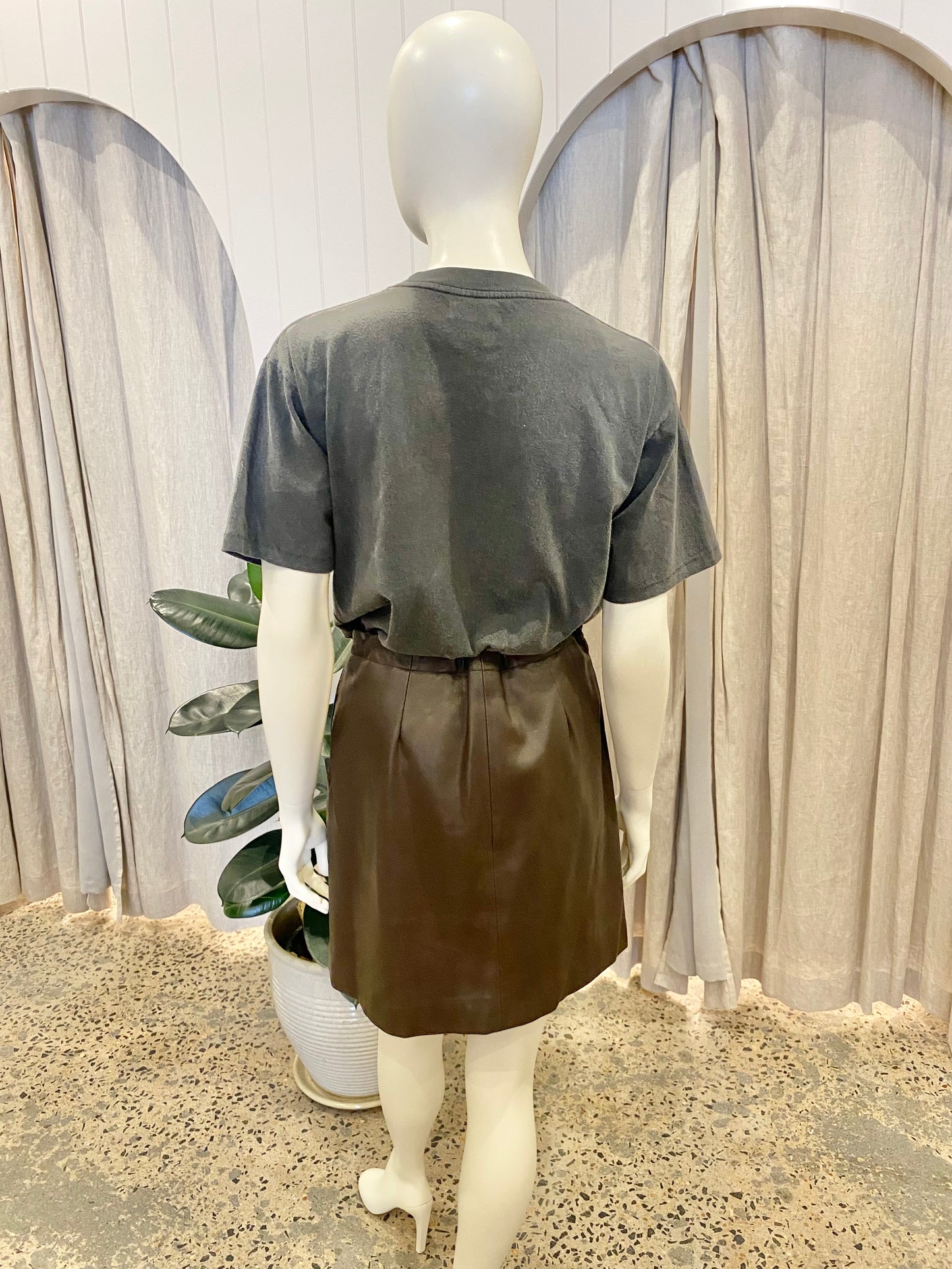 Elka Collective Brown Faux Leather Mini Skirt - Size 10