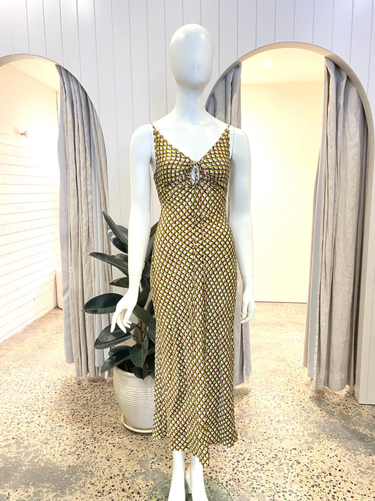 Bec & Bridge Quinn Maxi Dress in Siena Geo Print - Size 8