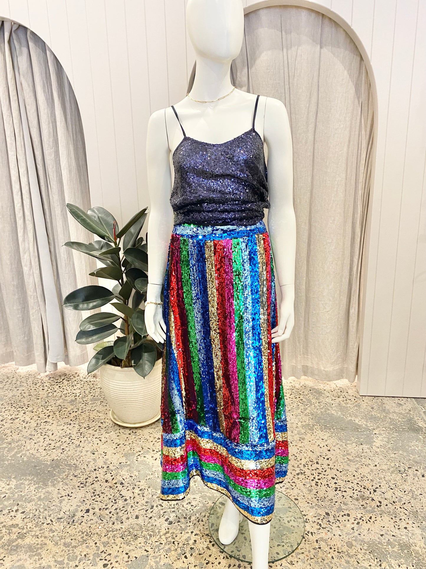 Frankie's Melbourne Rainbow Sequin Midi Skirt - Size 8-10