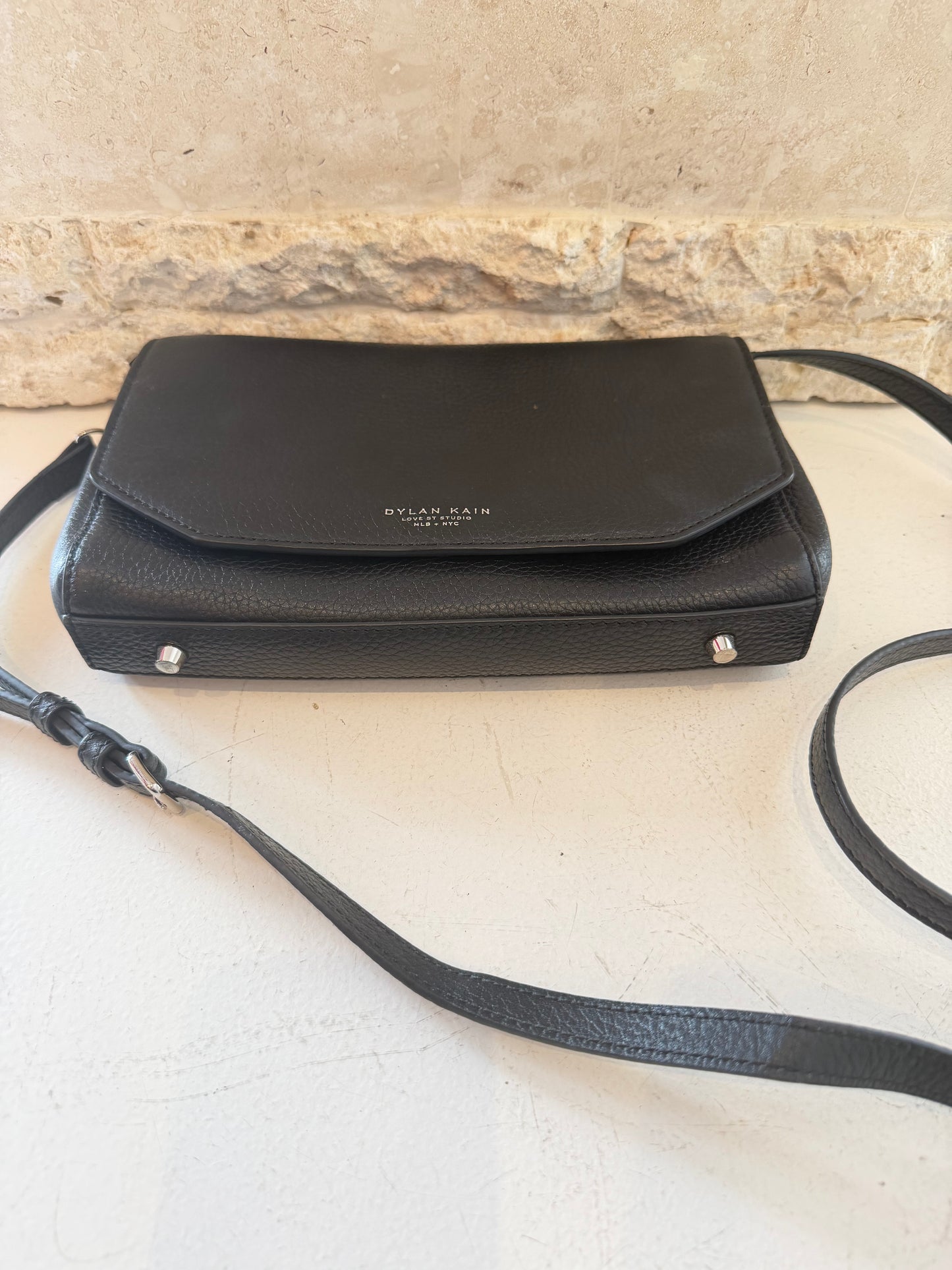 Dylan Kain Black Pebbled Love St Studios Handbag