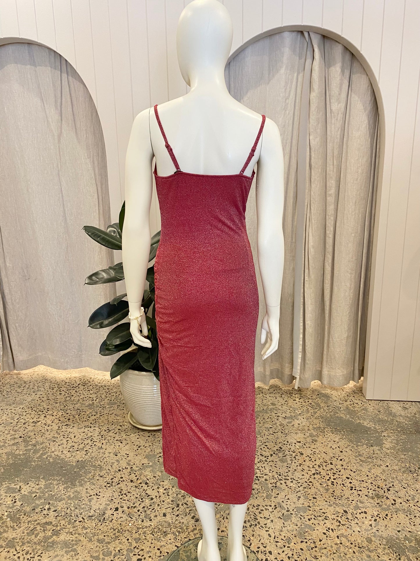 Popilush Metallic Midi Slip Dress - Size M (10)