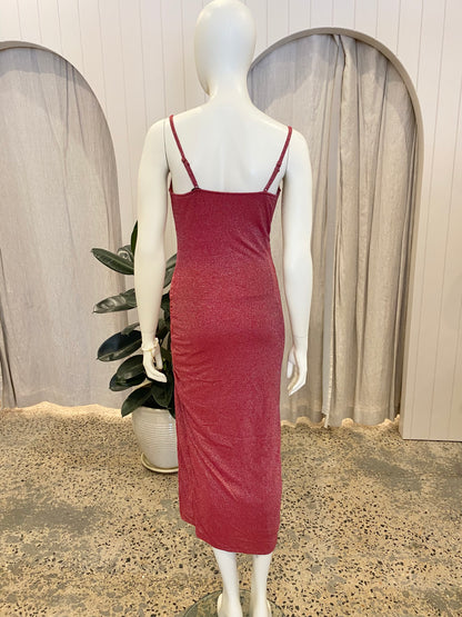 Popilush Metallic Midi Slip Dress - Size M (10)