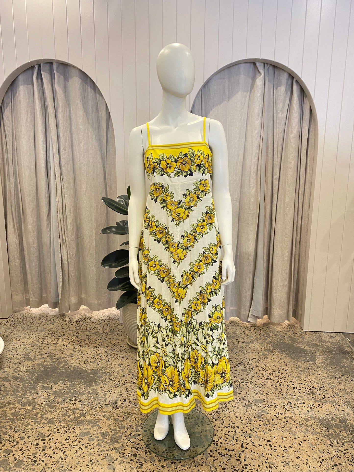 Alemais Gisela Floral Linen Midi Dress - Size 16