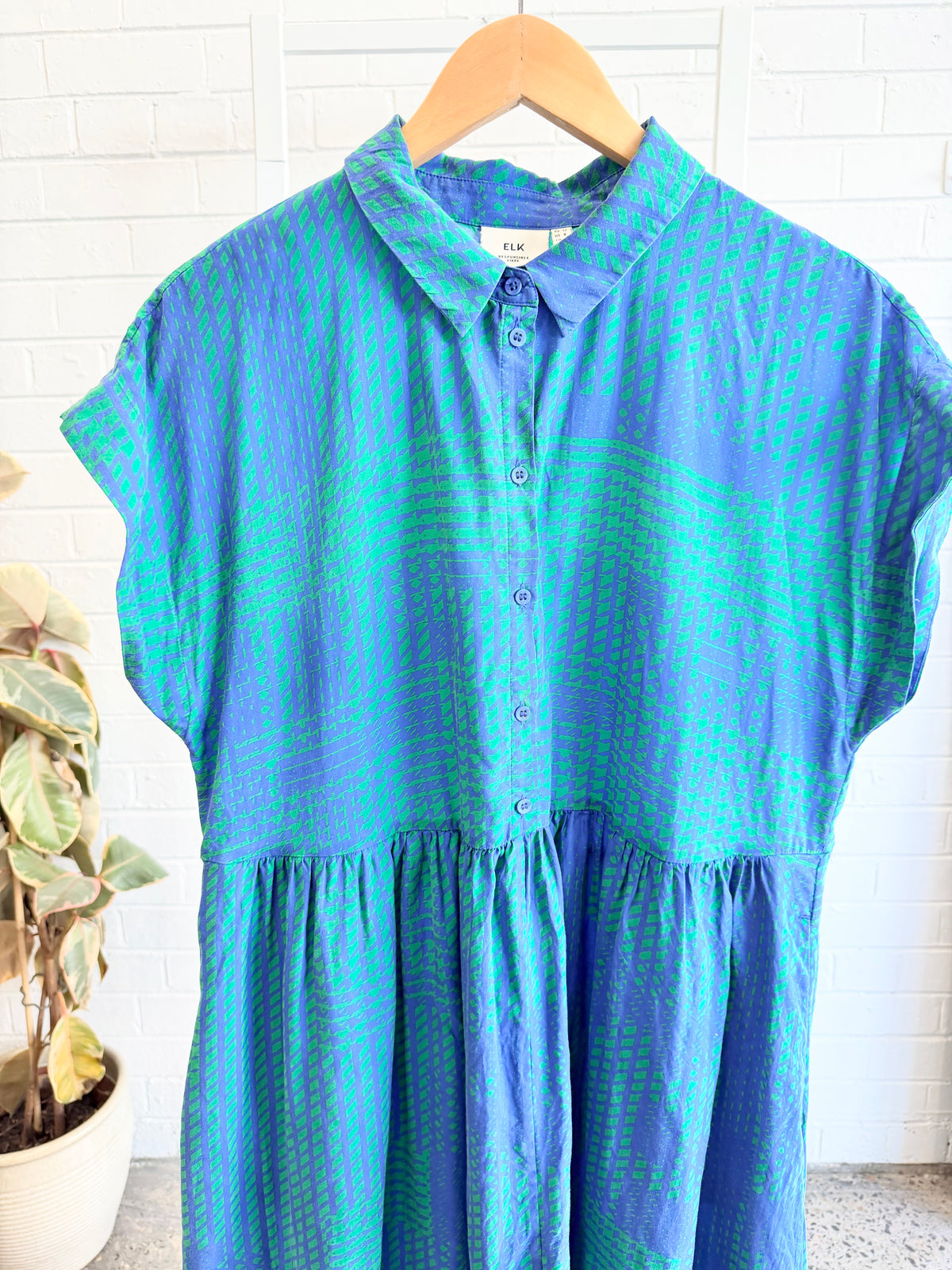 ELK Albin Shirt Dress in Blue - Size 12