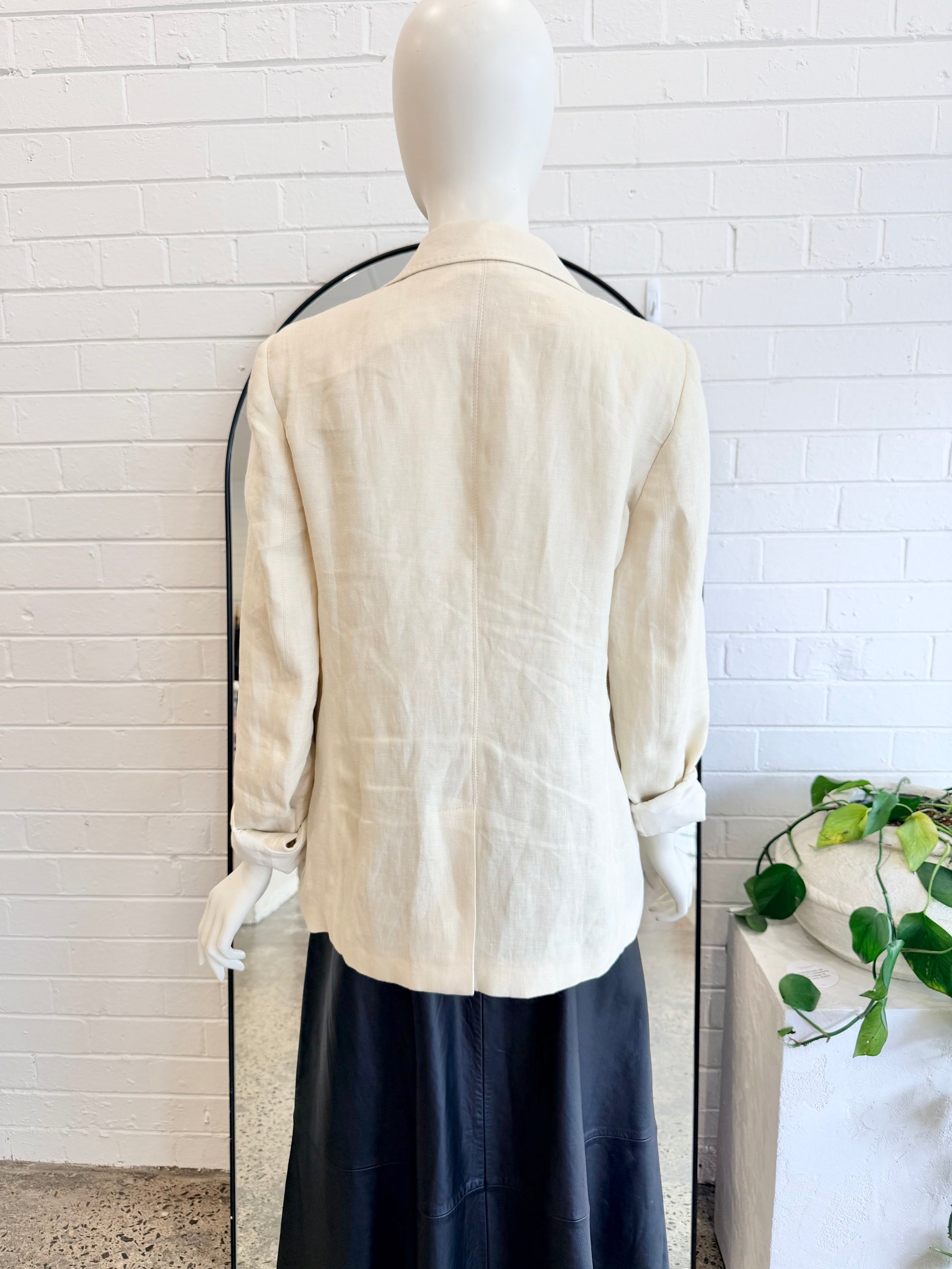 Max Mara Weekend Cream Linen Blazer - Size 12 - Pre-Loved Geelong
