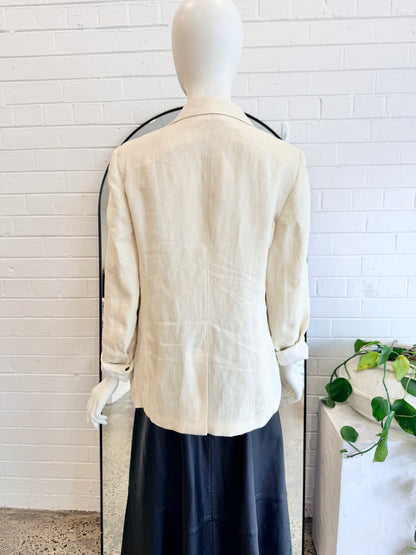 Max Mara Weekend Cream Linen Blazer - Size 12 - Pre-Loved Geelong