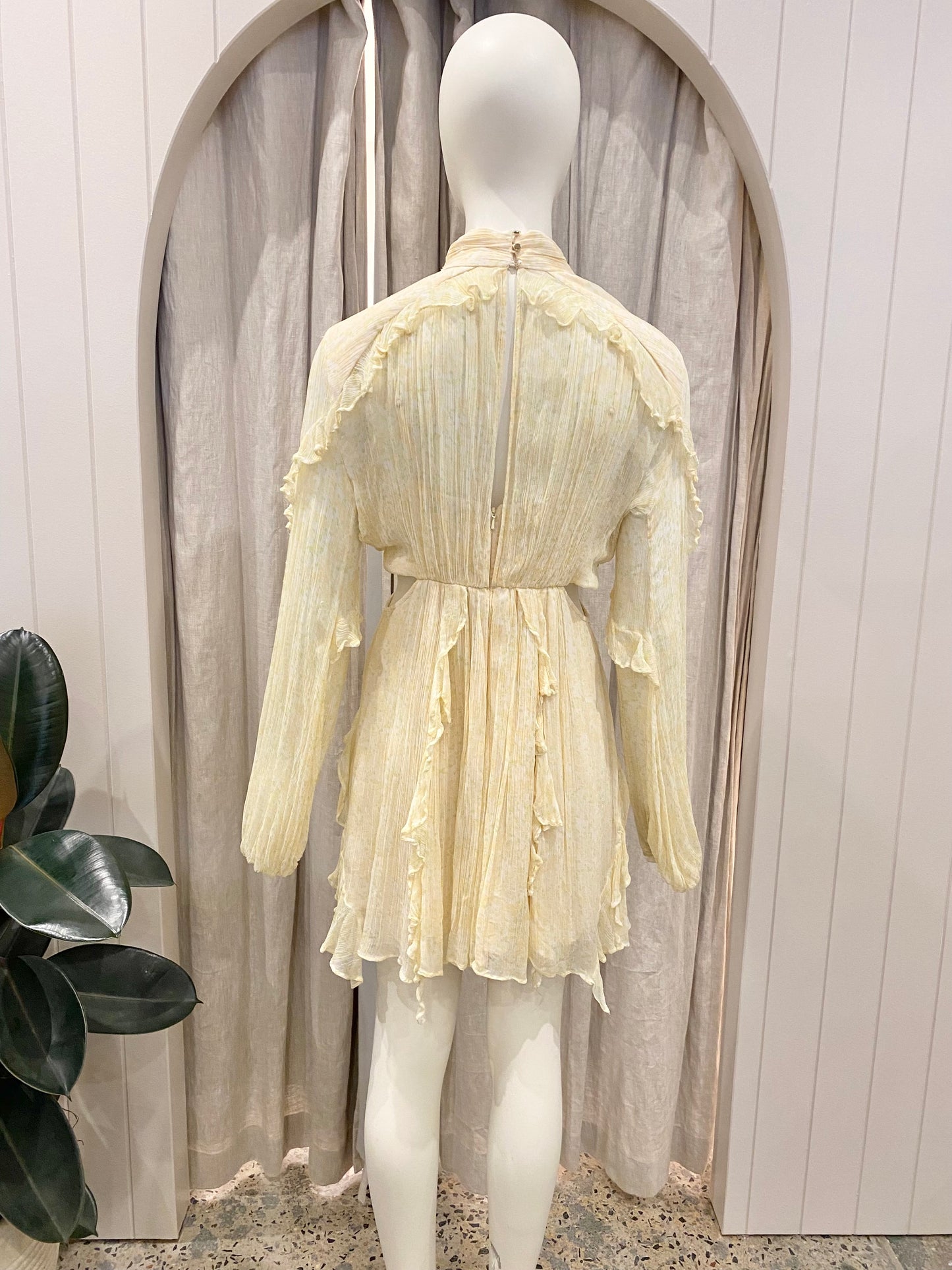 Shona Joy Yellow Floral Cut Out Dress - Size 10