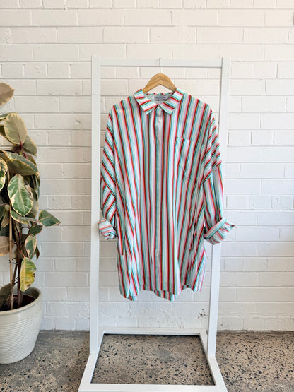 Bohemian Traders Multi Coloured Stripe Oversized Shirt - Size 2 (10 - 16)