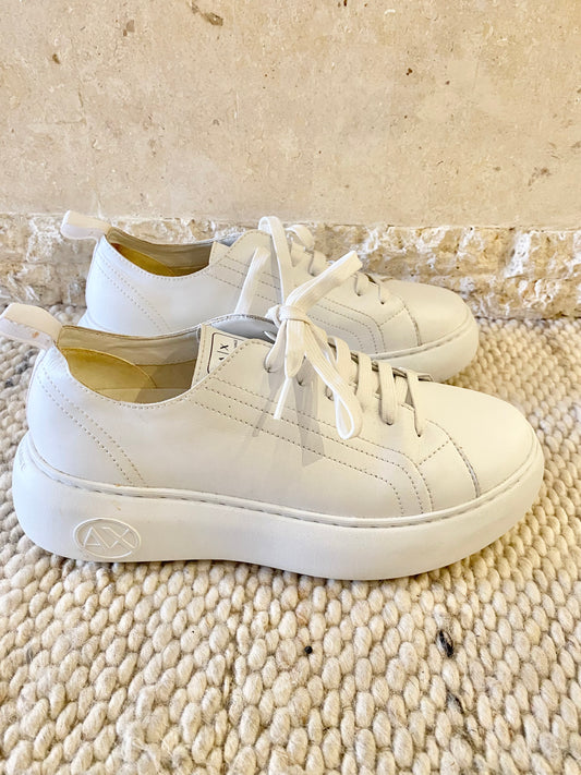 Armani Exchange Platform Low Top Sneakers in White - Size 40