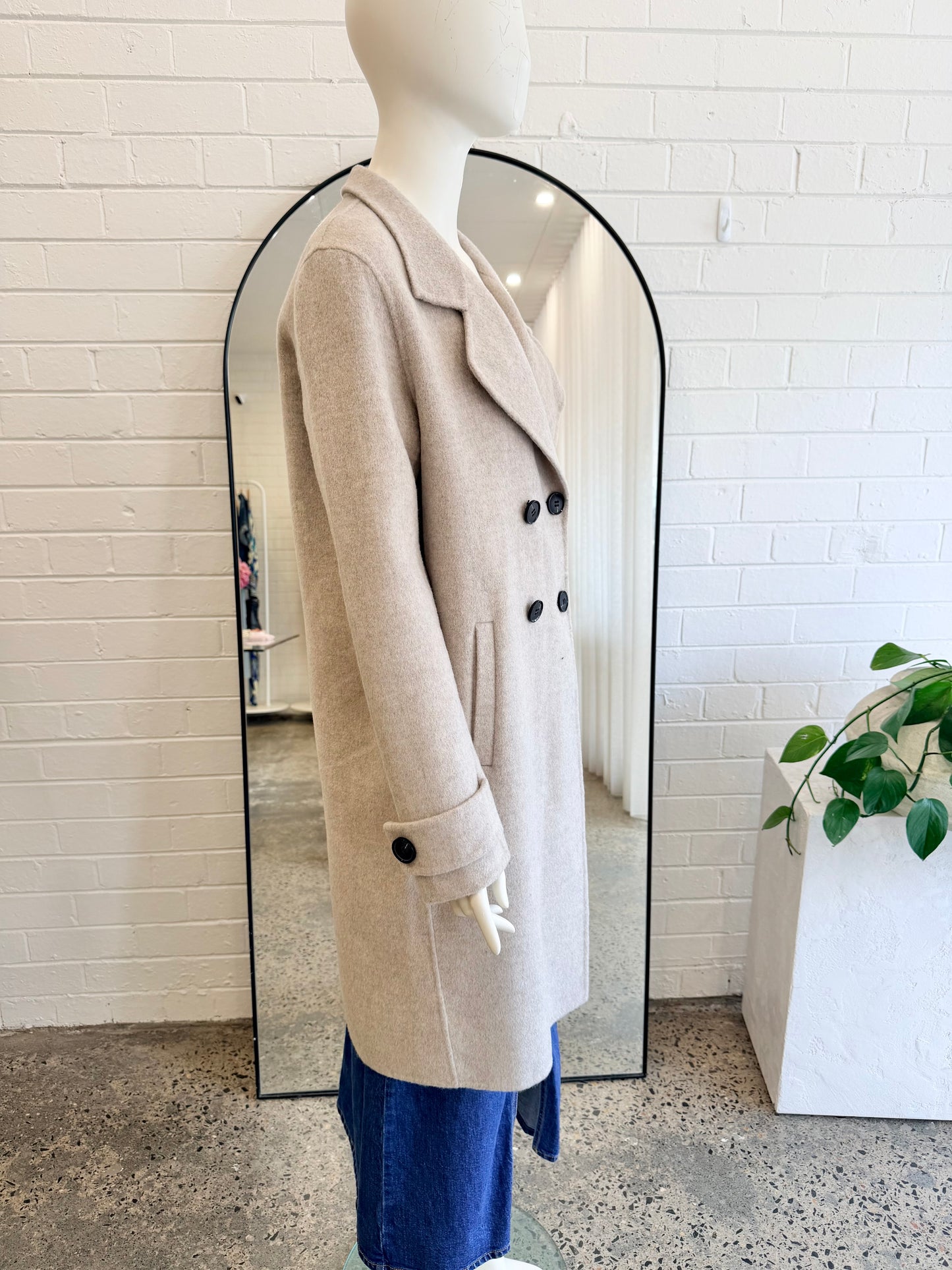 Ella Sanders Stone Adele Wool Coat - Size L (12 - 14)
