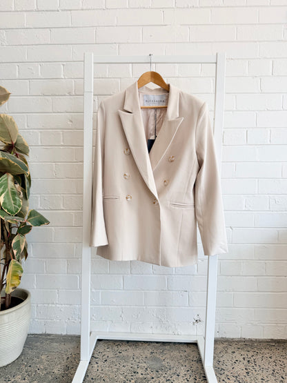 Alexandra Beige Macadamia Oversized Blazer - Size S (10 - 12)