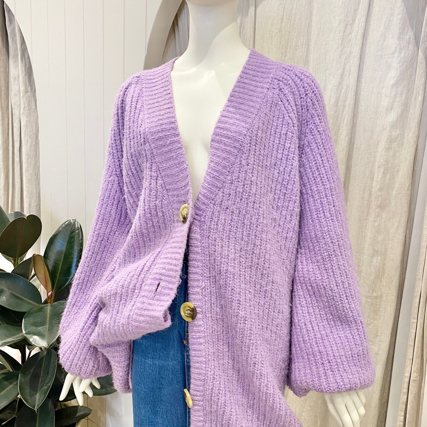 La Boheme Girls 'Elsie' Knit Cardigan in Purple - One Size