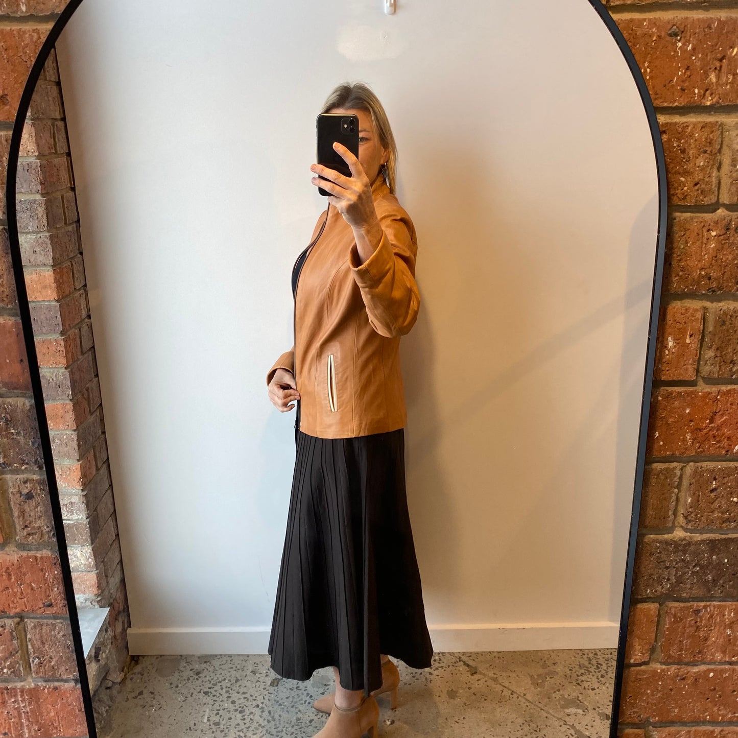 Jimmys Leather Carmel Jacket - Size 8