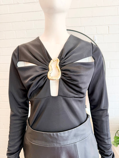 Rebecca Vallance Black Mischa Cutout Clasp Top - Size 12 - Pre-Loved Geelong