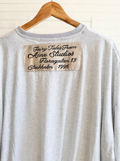 Acne Studios Grey Gathered Logo T-Shirt - Size L (12 - 14)
