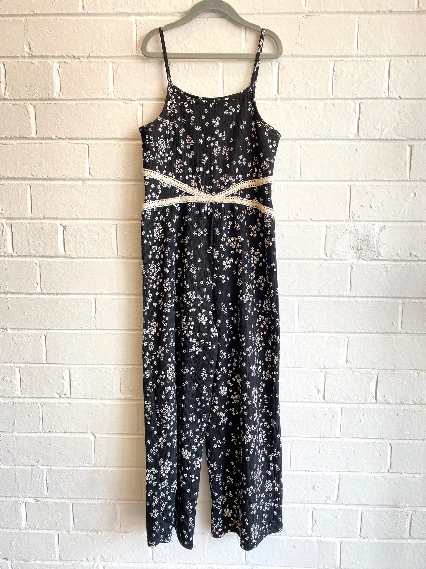 Zara Black floral jumpsuit - Size 10