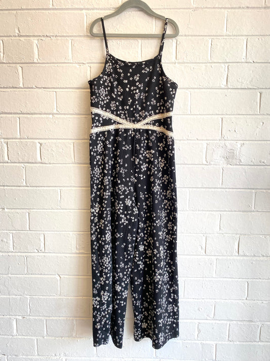Zara Black floral jumpsuit - Size 10