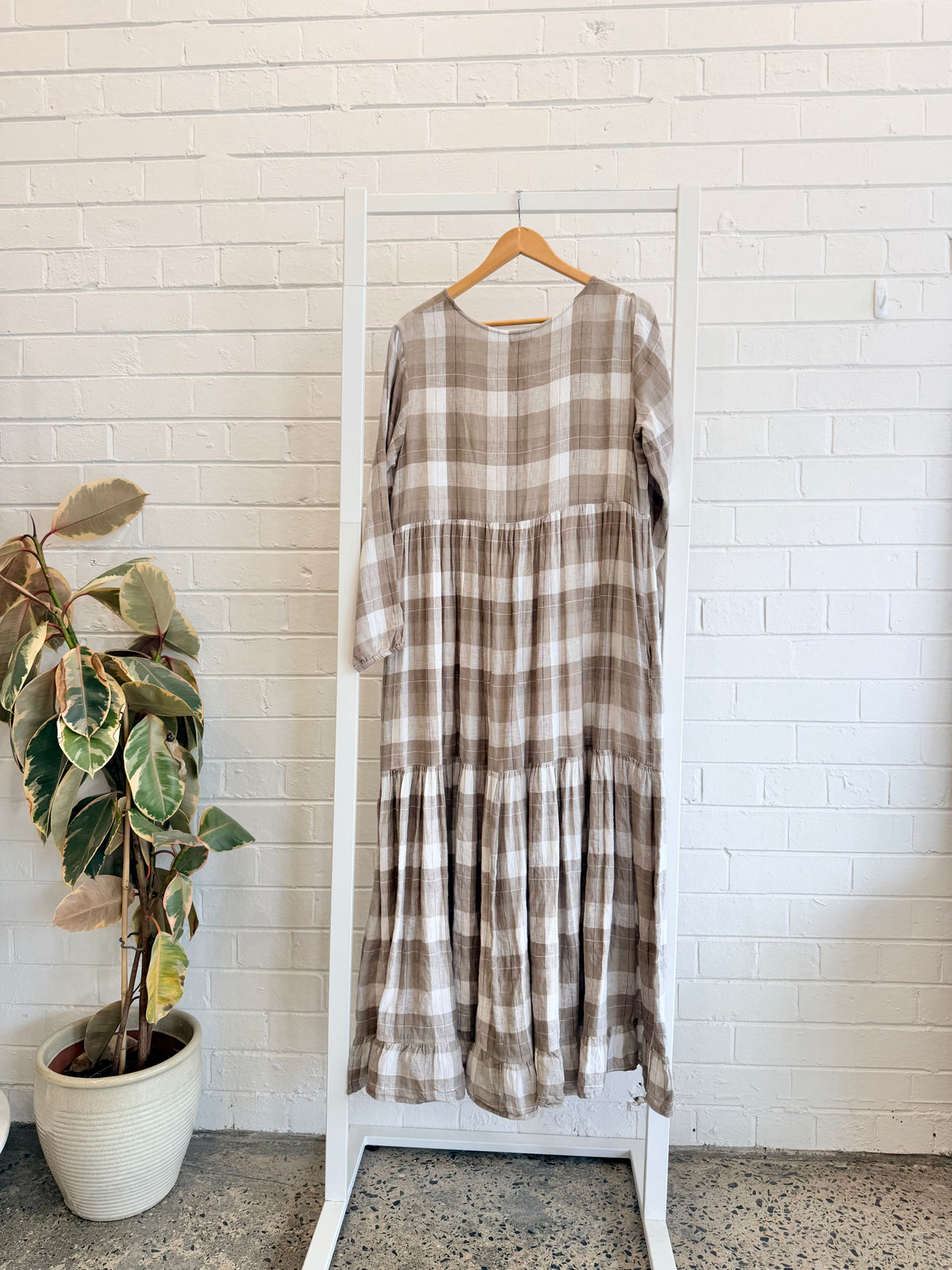 Fabrik Gingham Tiered Maxi Dress - Size 14