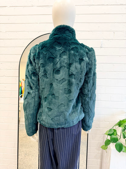 Review Dark Emerald Sovereign Faux Fur Jacket - Size 10