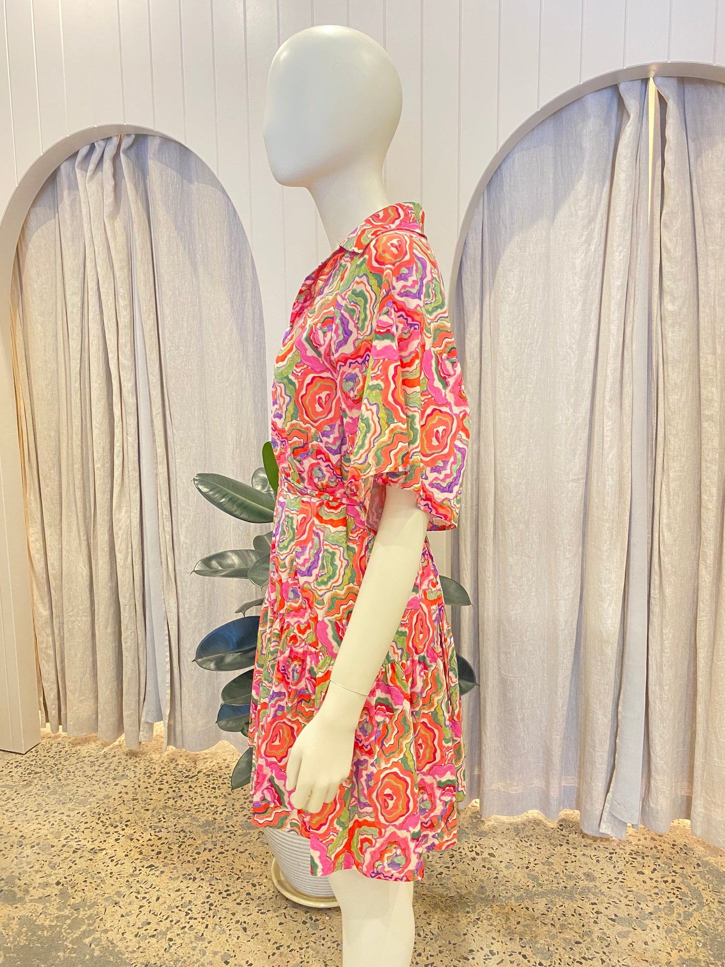 La Boheme Girls Moxie Mini Dress Cotton Agate Candy Apple - Size S/M