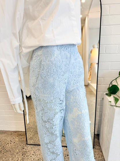 Scanlan Theodore 'Guipure' Lace Pants in Light Blue - Size 8