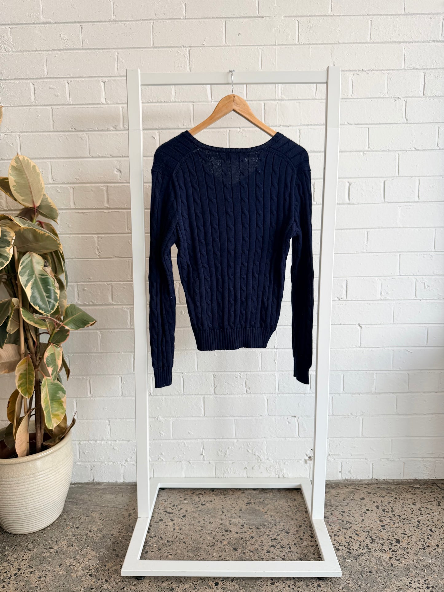 Polo Ralph Lauren Navy Cable Knit Jumper - Size M (10)