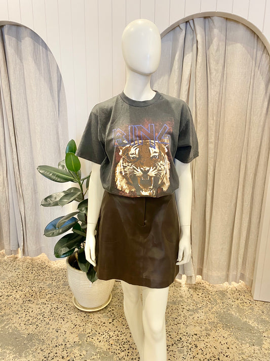 Elka Collective Brown Faux Leather Mini Skirt - Size 10