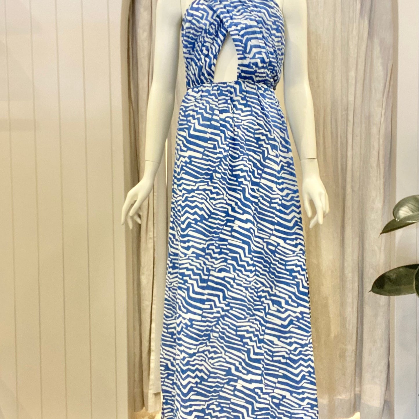 Bird & Knoll Tahitian Tiger Azure Mai Dress - Size M