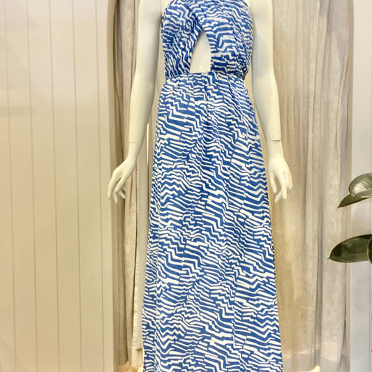Bird & Knoll Tahitian Tiger Azure Mai Dress - Size M