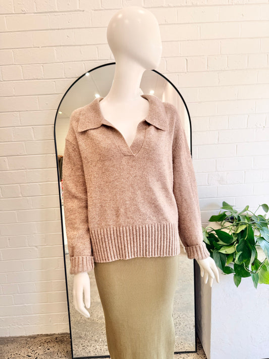 Forcast Mina Wool Blend Kni in Marle Mocha - Size L (12)