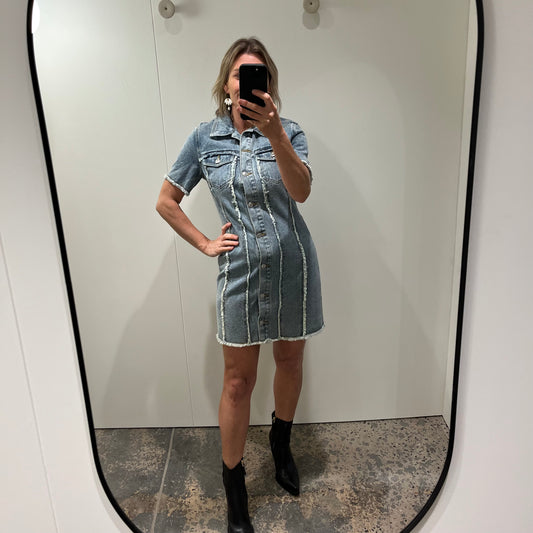 Ena Pelly Olivia Denim Dress - Size 8