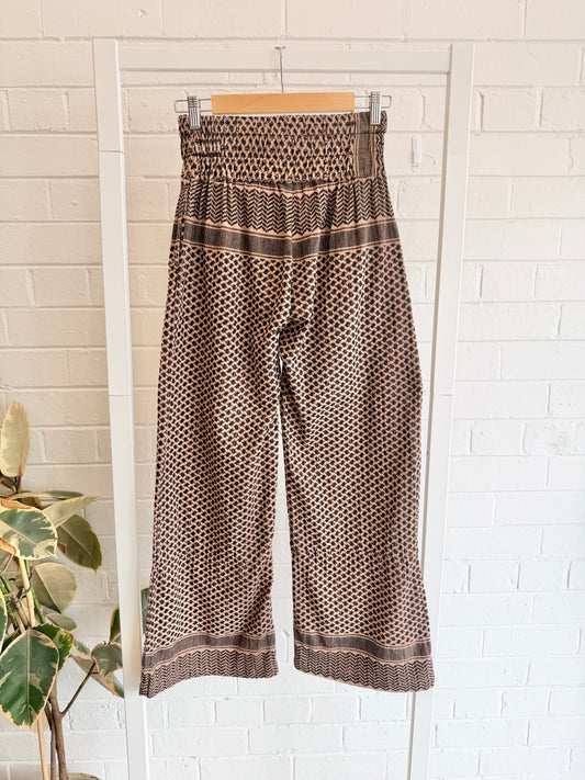 Cecilie Copenhagen Keffiyeh Trousers in Black/Tannin - Size 1 (8/10)