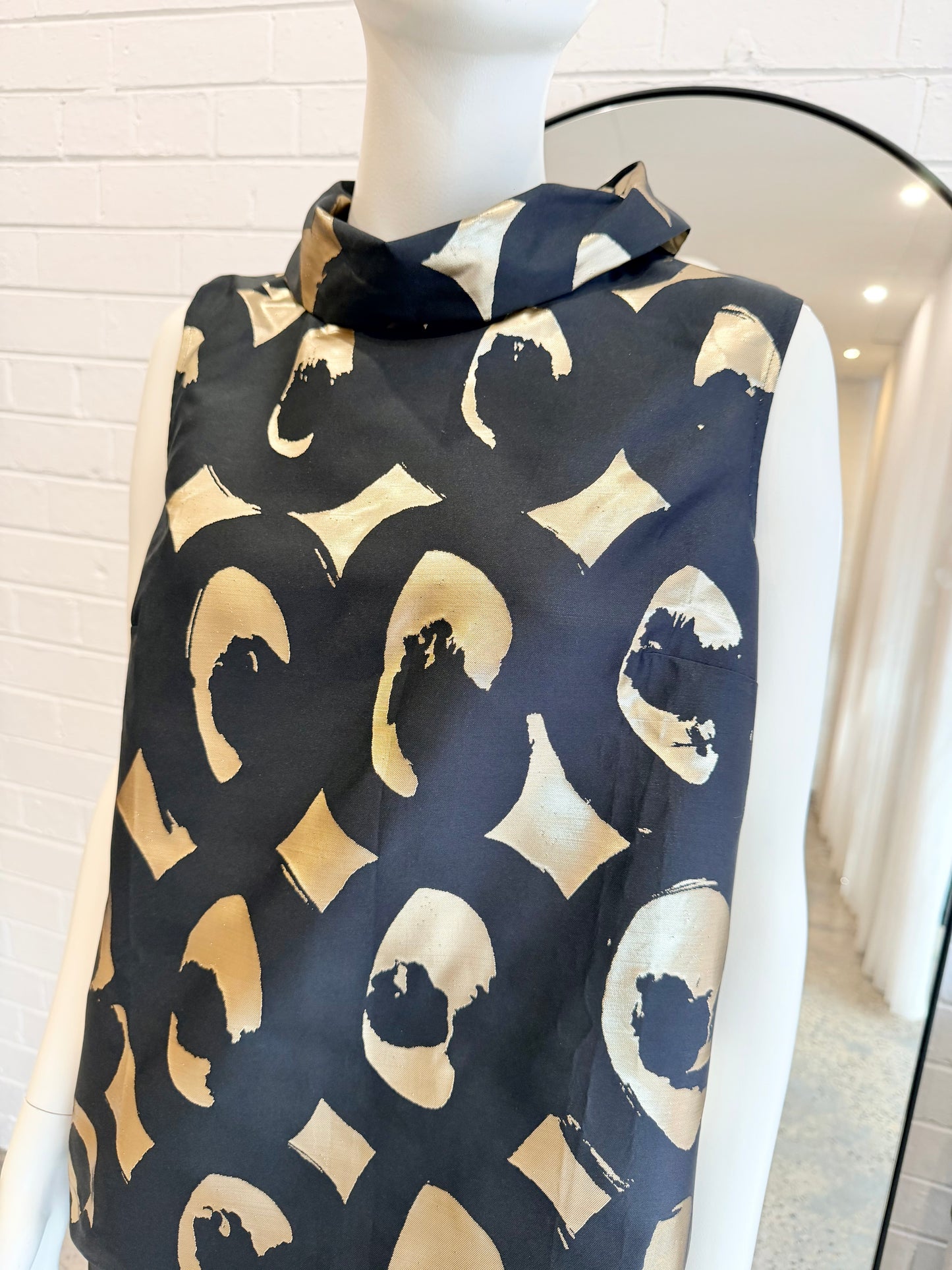 Marimekko Black and Gold Kissapollo Paita Shirt - Size 40 (12)