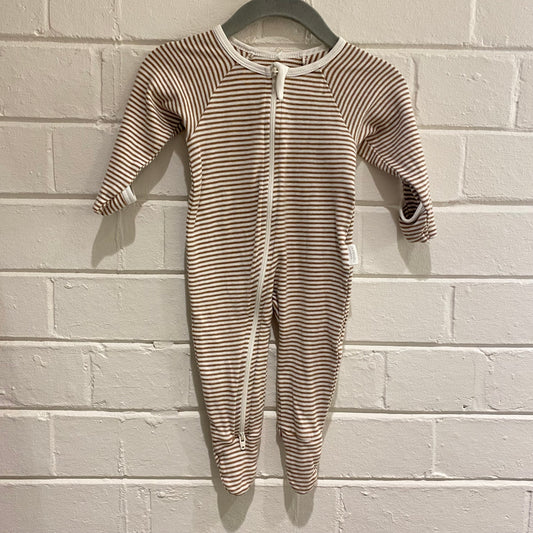Purebaby Brown and White Onesie - Size 000