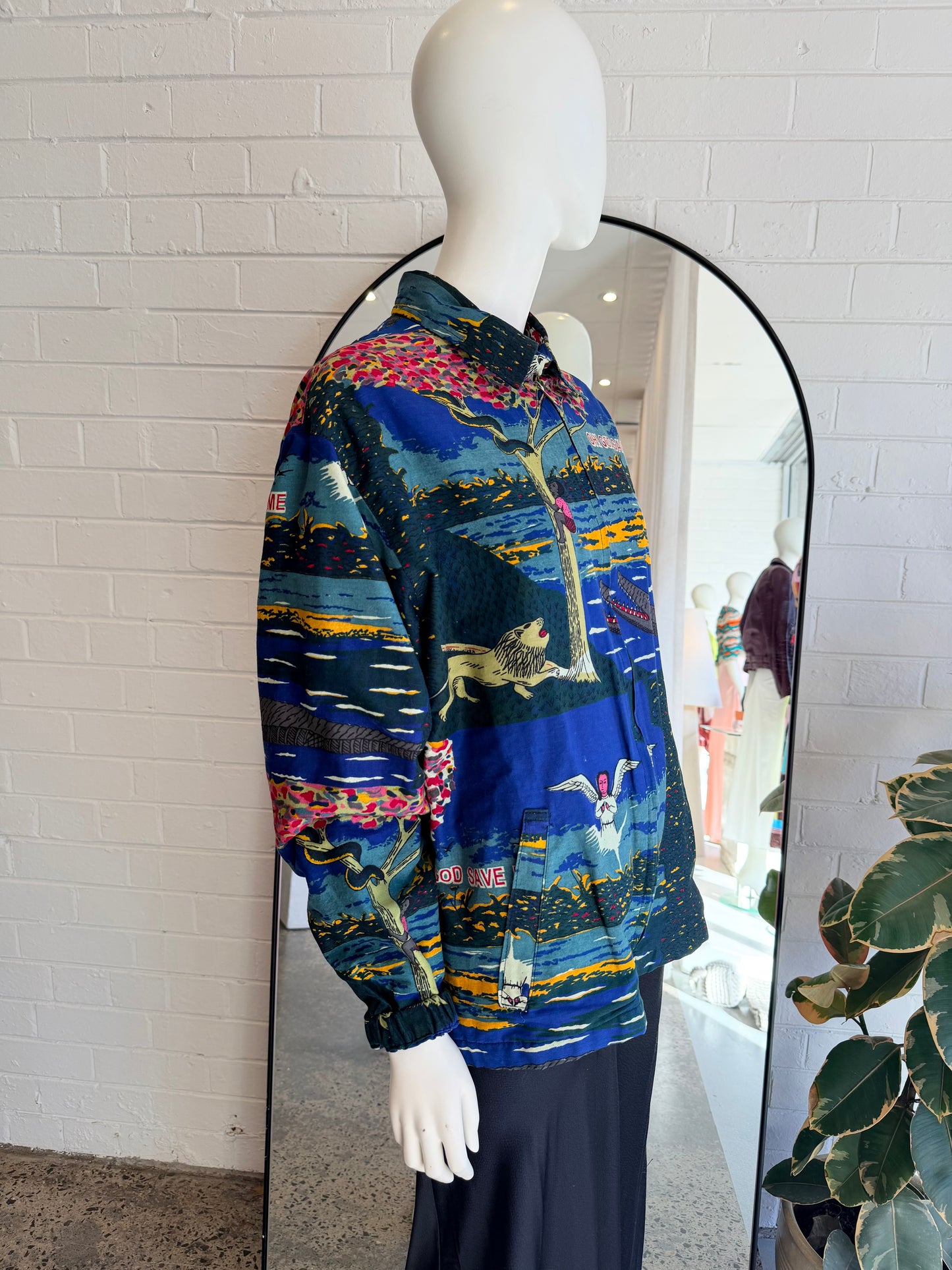 Yevu Blue and Green Print Jacket - Size M (8-12)