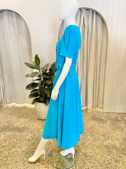 Rebecca Vallance Blue Ella Short Sleeve Midi BNWT - Size 12