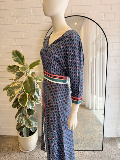 Maje Reanne Blue Printed Crepe Dress - Size 2