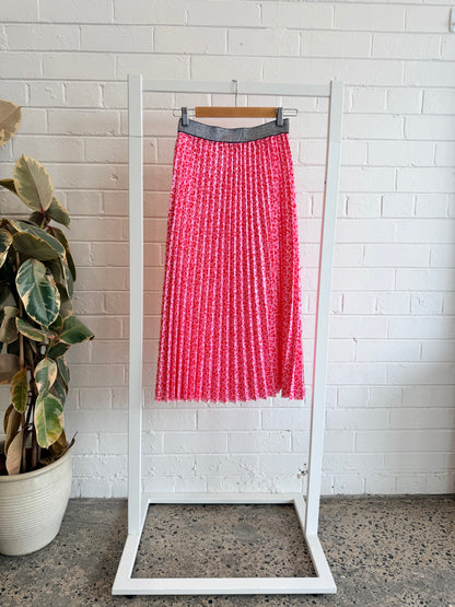 Frankies Melbourne Pink Leopard Pleated Skirt - Size 10 - 12