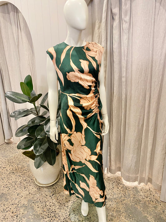 Husk Forest Sakura Silk Midi Dress - Size 12