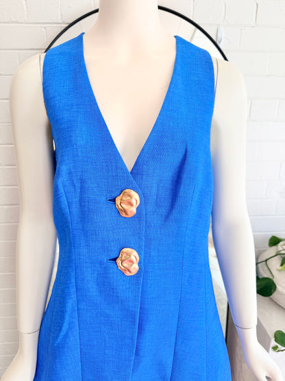 Sheike Colbalt Blue Mini Skirt and Vest - Size 12 - Pre-Loved Geelong
