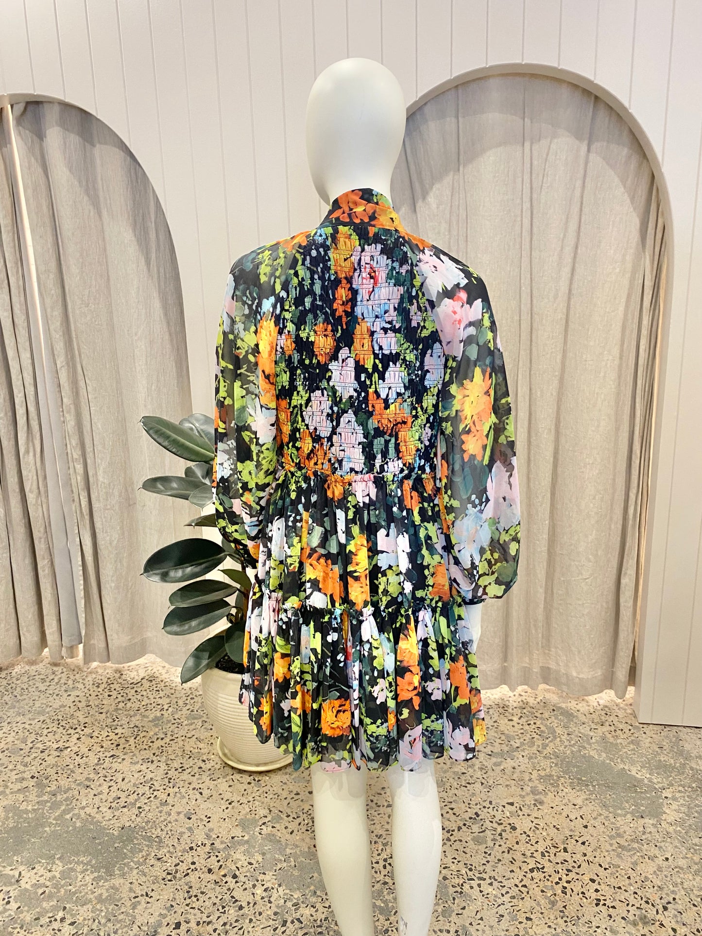 Aje Marlowe Shirred Mini Dress - Size 12