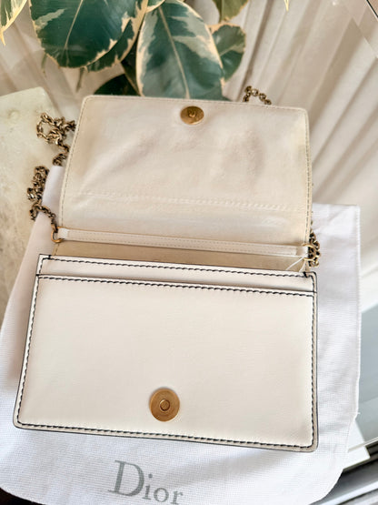 Christian Dior Latte Jadior Calfskin Pouch Wallet On Chain