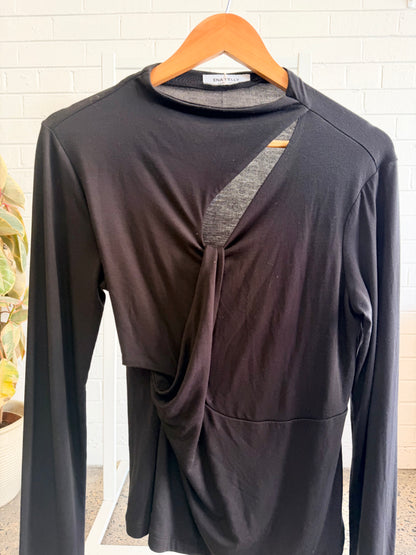 Ena Pelly Black Angel Twist Long Sleeve Top - Size 14
