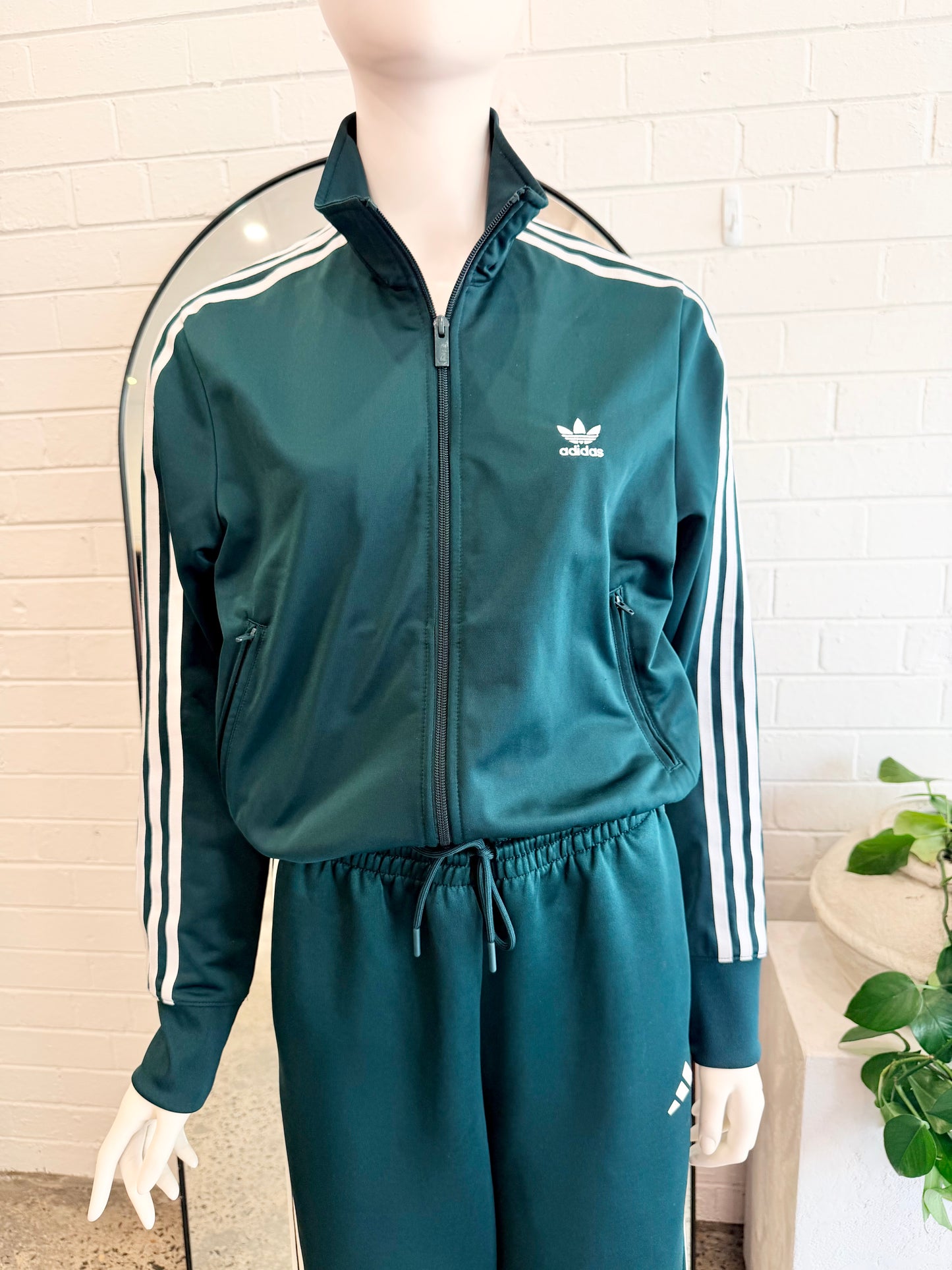 Adidas Dark Green Adicolour Classic Firebird Track Top - Size Small (8-10)