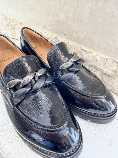 Frankie 4 Black Saint Patent Loafers - Size 8.5